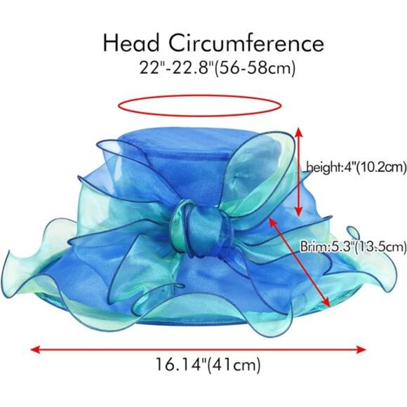 Derby Hats for Women, Classy Organza Sun Hat, Blue Green main image 4